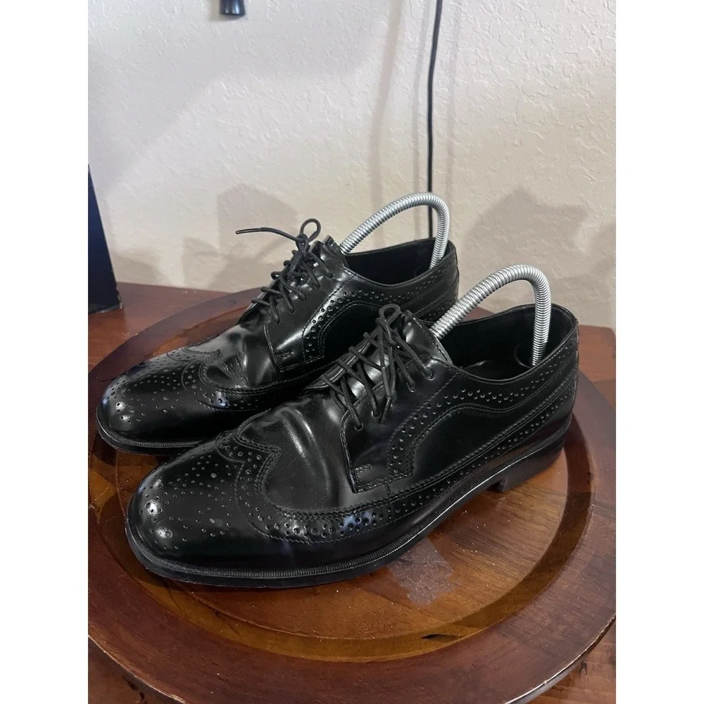 Nunn Bush Black Leather Wingtip Brogue Dress Shoes Men Lace Up Oxford Style 10 M